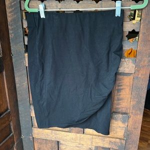 Black, stretchy skirt.